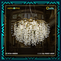 Qulik Dewdrop Elegance Luxury Decorative Chandelier Electroplated Ceiling Lights (QL-P6067-D600)