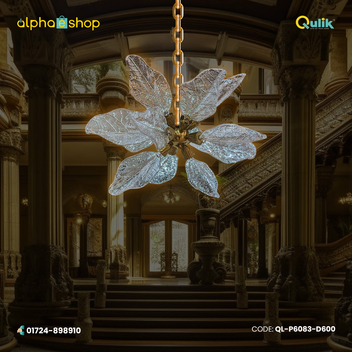 Qulik Lustrous Flora Glow Crystal Hanging LED Light (QL-P6083-D600)