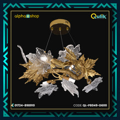 Qulik Golden & Clear Crystal Leaf Round Chandelier (QL-P8049-D600)