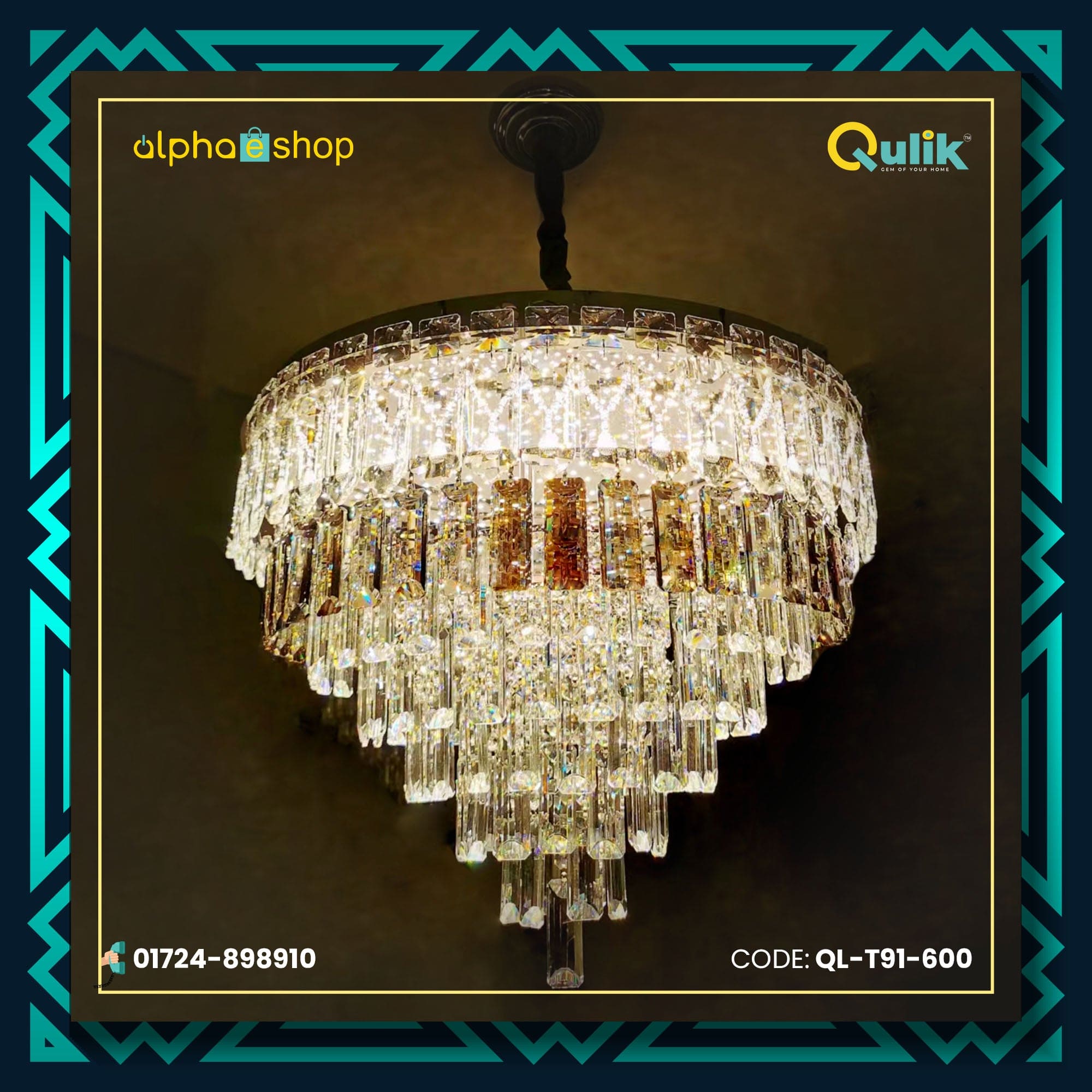 Qulik T91-600 LED Ceiling Light - Elegant 6-Layer Design, 60W Power, Adjustable Color Temperature. Ideal for living rooms, bedrooms, and dining areas.