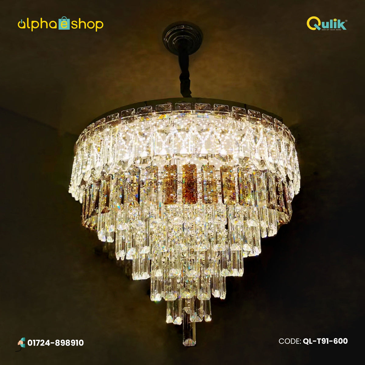 Qulik T91-600 LED Ceiling Light - Elegant 6-Layer Design, 60W Power, Adjustable Color Temperature. Ideal for living rooms, bedrooms, and dining areas.