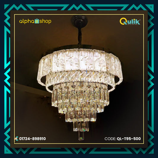 Qulik T95-500 LED Ceiling Light - Elegant 6-Layer Design, 60W Power, Adjustable Color Temperature. Ideal for living rooms, bedrooms, and dining areas.