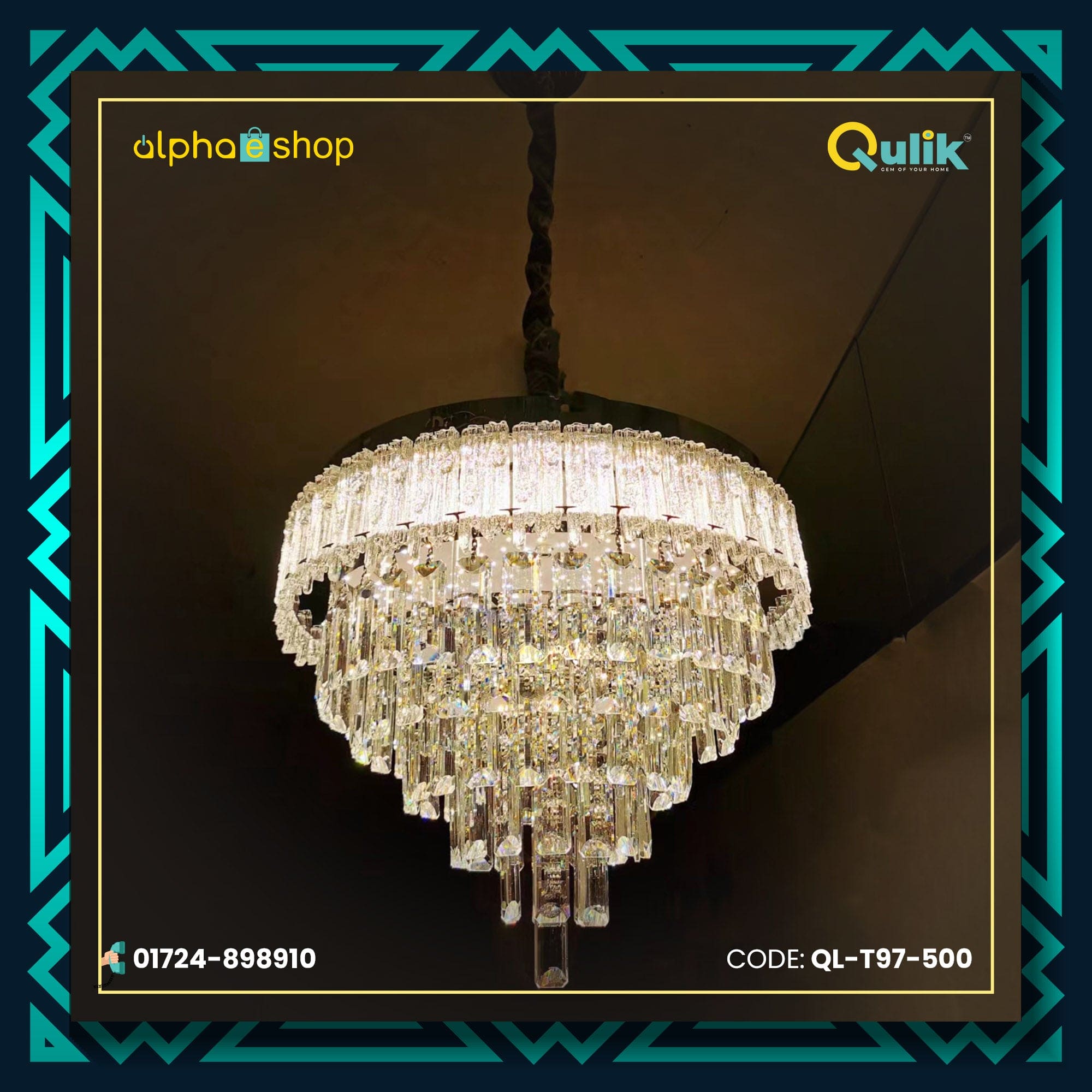 Qulik T97-500 LED Ceiling Light - Modern Crystal Chandelier