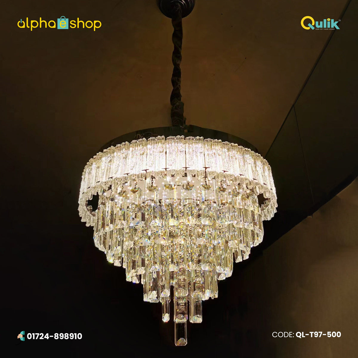 Qulik T97-500 LED Ceiling Light - Modern Crystal Chandelier