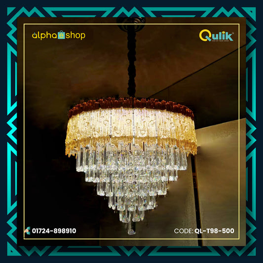 Qulik Modern Candle Crystal Chandelier Decoration Pendant Hanging 6 layer 3 color LED Ceiling Light (QL-T98-500)