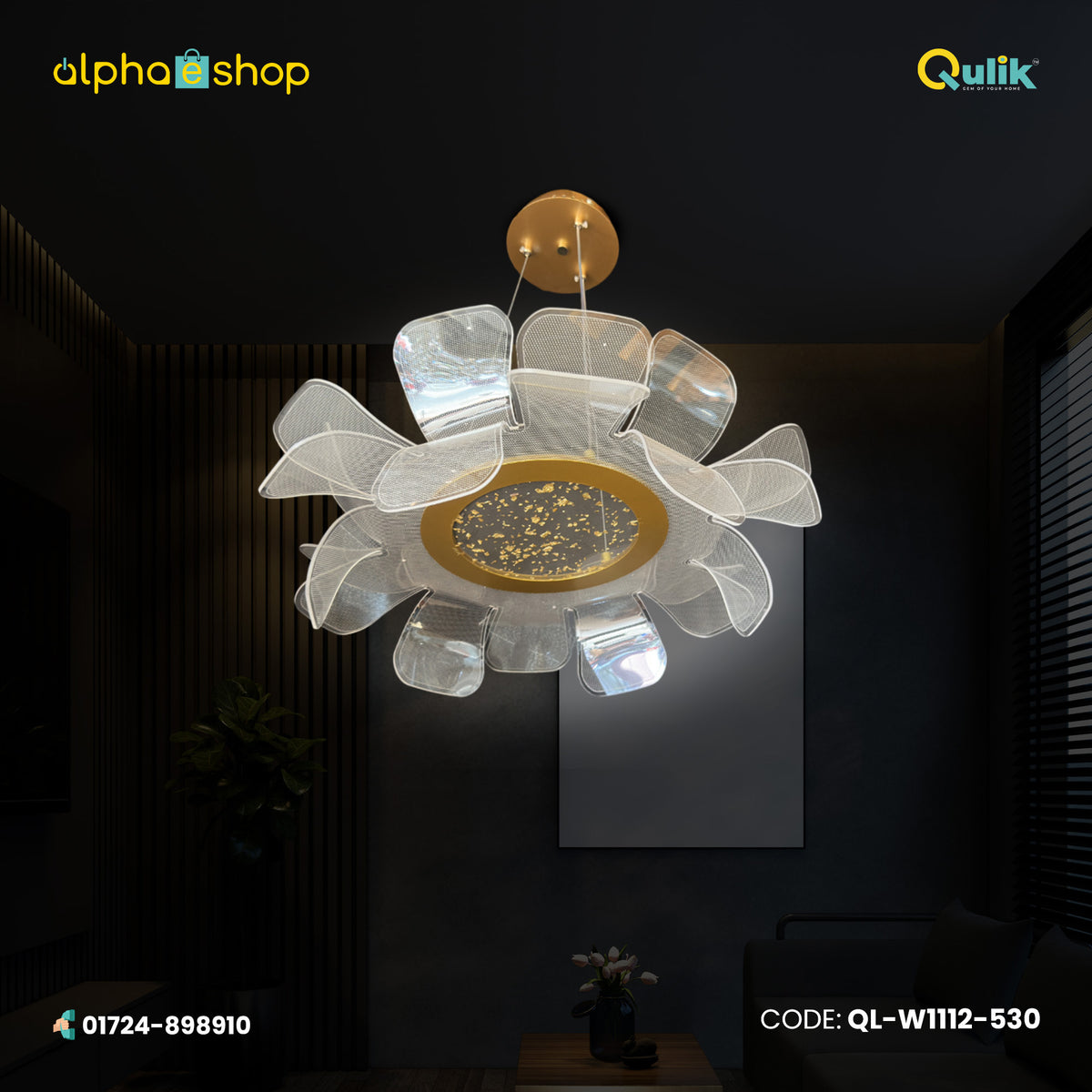 Qulik Florence Modern Hanging Acrylic LED Ceiling Light (W1112-530)