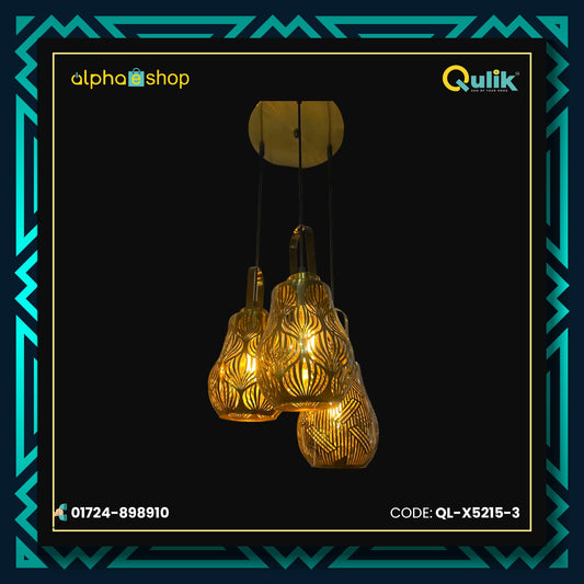 Qulik QL-X5215-3 Pendant Light - Artistic Floral Glass Ceiling Lamp with LED Technology