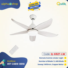 Qulik Q-6527-LW 56-Inch Modern Decorative Ceiling Fan with ABS Blades and Underlight in Wooden Grain