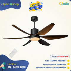 Qulik Q-6506-DW 54-Inch Modern Underlight ABS Blade Ceiling Fan - Dark Wooden