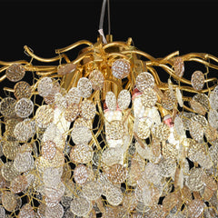 Qulik Chandelier Crystal LED Aluminum Gold Hanging Light  (QL-P6033-6GD)