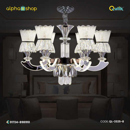 Qulik Modern Nordic Candle Crystal Chandelier Decoration Pendant Hanging Single layer 3 color LED Ceiling Light (QL-3325-8)