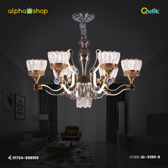 Qulik Modern Nordic Candle Crystal Chandelier Decoration Pendant Hanging Single layer 3 color LED Ceiling Light (QL-3380-8)