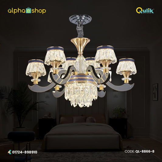 Qulik Modern Nordic Candle Crystal Chandelier Decoration Pendant Hanging Single layer 3 color Light (QL-8866-8)