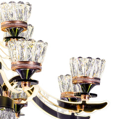 Qulik QL-8852-8-4 Golden & Black Iron LED Ceiling Lamp - Modern Nordic Double Layer Crystal Chandelier with 12 Lamps