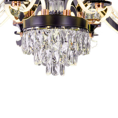 Qulik QL-8852-8 Golden Iron LED Ceiling Lamp - Modern Nordic Candle Crystal Chandelier with 8 Lamps