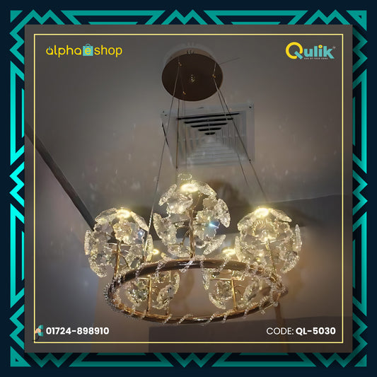 Qulik Modern Chandelier Decorative Hanging 5 head ring electroplating LED Ceiling Light (QL-5030)