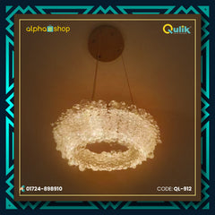 Qulik Modern Chandelier Decorative Hanging Octagonal Beads Shape LED Ceiling Light (QL-912) - Elegant design, three-color light options, 2-year warranty.