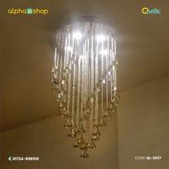 Qulik QL-2037 Modern Chandelier - Stylish Windmill Diamond Design, Adjustable Lighting, 2-Year Warranty. Elevate your space with enduring style and innovative lighting.