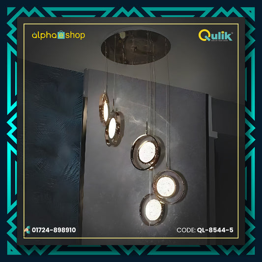 Qulik Modern Chandelier Hanging Acrylic Cable 5 Head LED Ceiling Light (QL-8544-5)