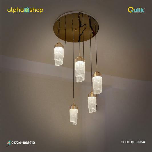 Qulik Modern Chandelier Hanging Acrylic Cable 5 Head LED Ceiling Light (QL-9054)