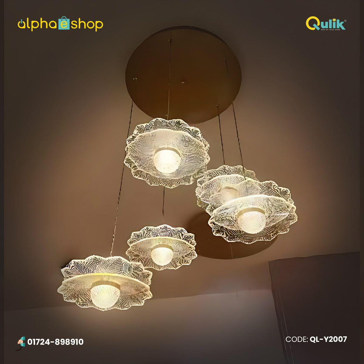 Qulik Modern Chandelier Hanging Acrylic Cable 5 Head LED Ceiling Light (QL-Y2007)