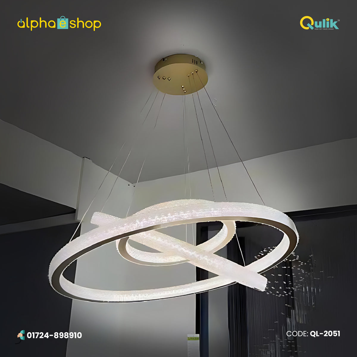 Qulik Modern Chandelier Hanging Stainless Steel Ring LED Ceiling Light (QL-2051)