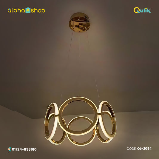 Qulik 2094 Adjustable LED Ring Ceiling Light - Modern Stainless Steel Chandelier