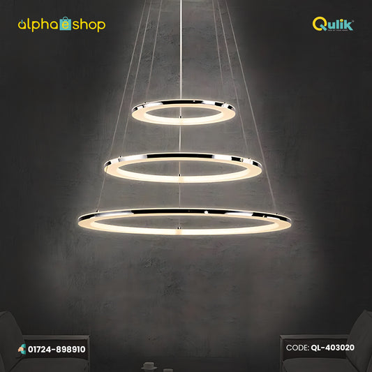 Qulik Modern Chandelier Hanging Stainless Steel Ring LED Ceiling Light (QL-403020)