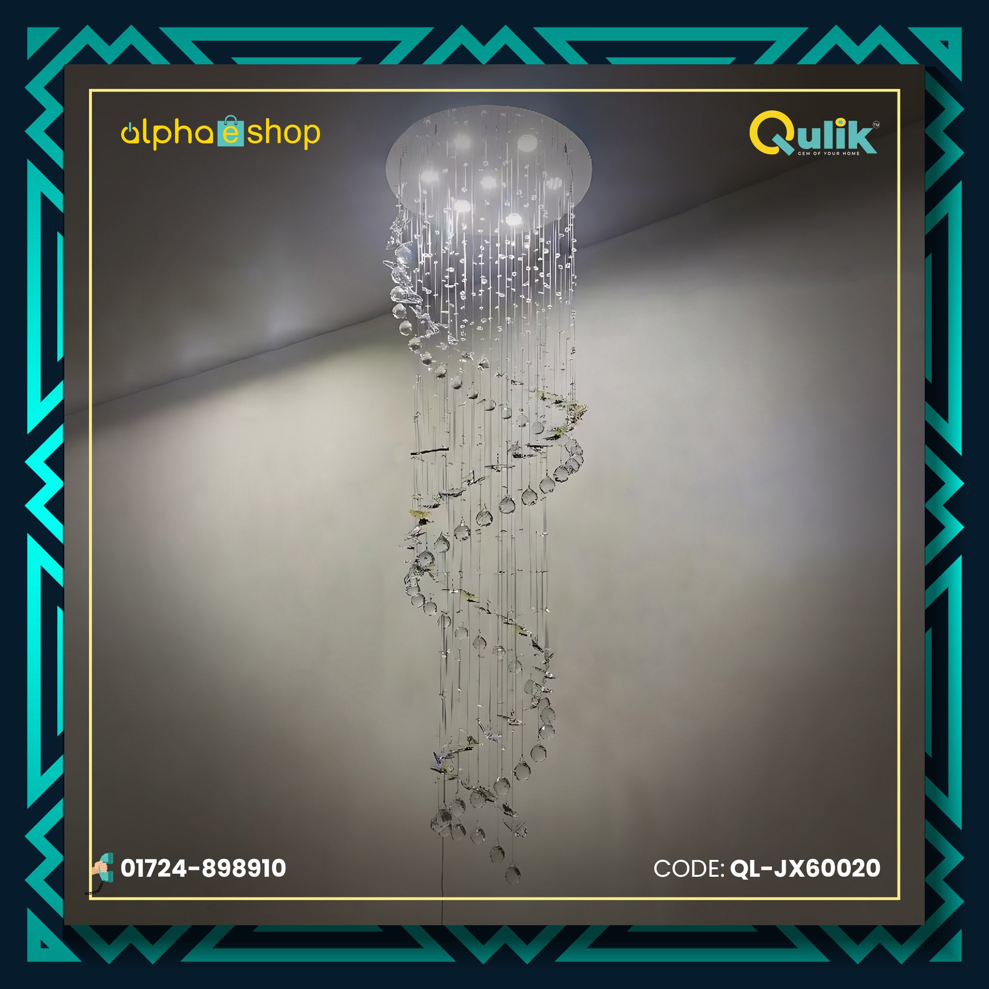 Qulik JX60020 LED Ceiling Light - Modern Crystal Chandelier