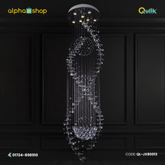 Qulik Modern Crystal Chandelier Hanging Double Dragon Ball LED Ceiling Light (QL-JX80013)