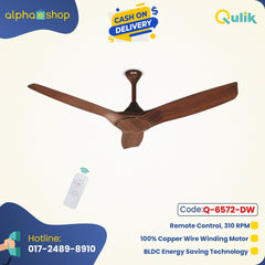 Qulik Aerovane 52" Modern Decorative Silent ABS Blade Remote Ceiling Fan (Dark Wooden) Q-6572-DW