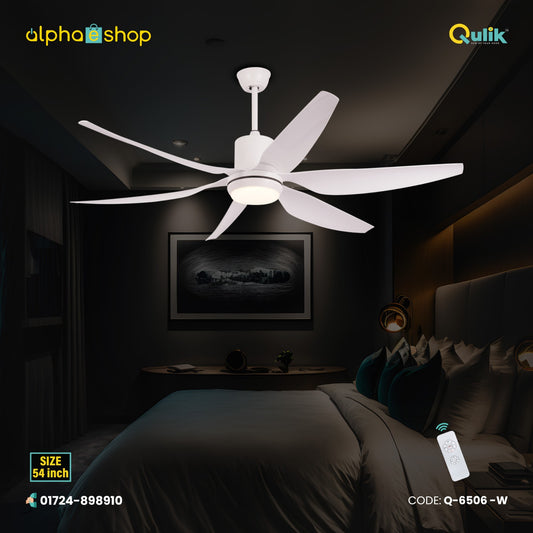 Qulik Silex 66"- Modern Decorative Silent ABS Blade Under light with Remote Ceiling Fan (White) Q-6506-W