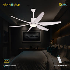 Qulik Silex 54"- Modern Decorative Silent ABS Blade Under light with Remote Ceiling Fan (White) Q-6506-W