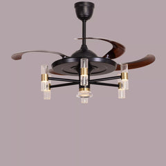 Breezelux Alpha 48" Elegant Modern Retractable Luxury Decorative Silent Underlight Invisible Blade Chandelier with Remote Ceiling Fan (Black & Coffee) BL-2519