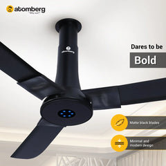 Atomberg Studio+ 48" 35W BLDC motor Energy Saving Anti-Dust Speed Indicator Light Ceiling Fan with Remote Control  (Black )  AT-137