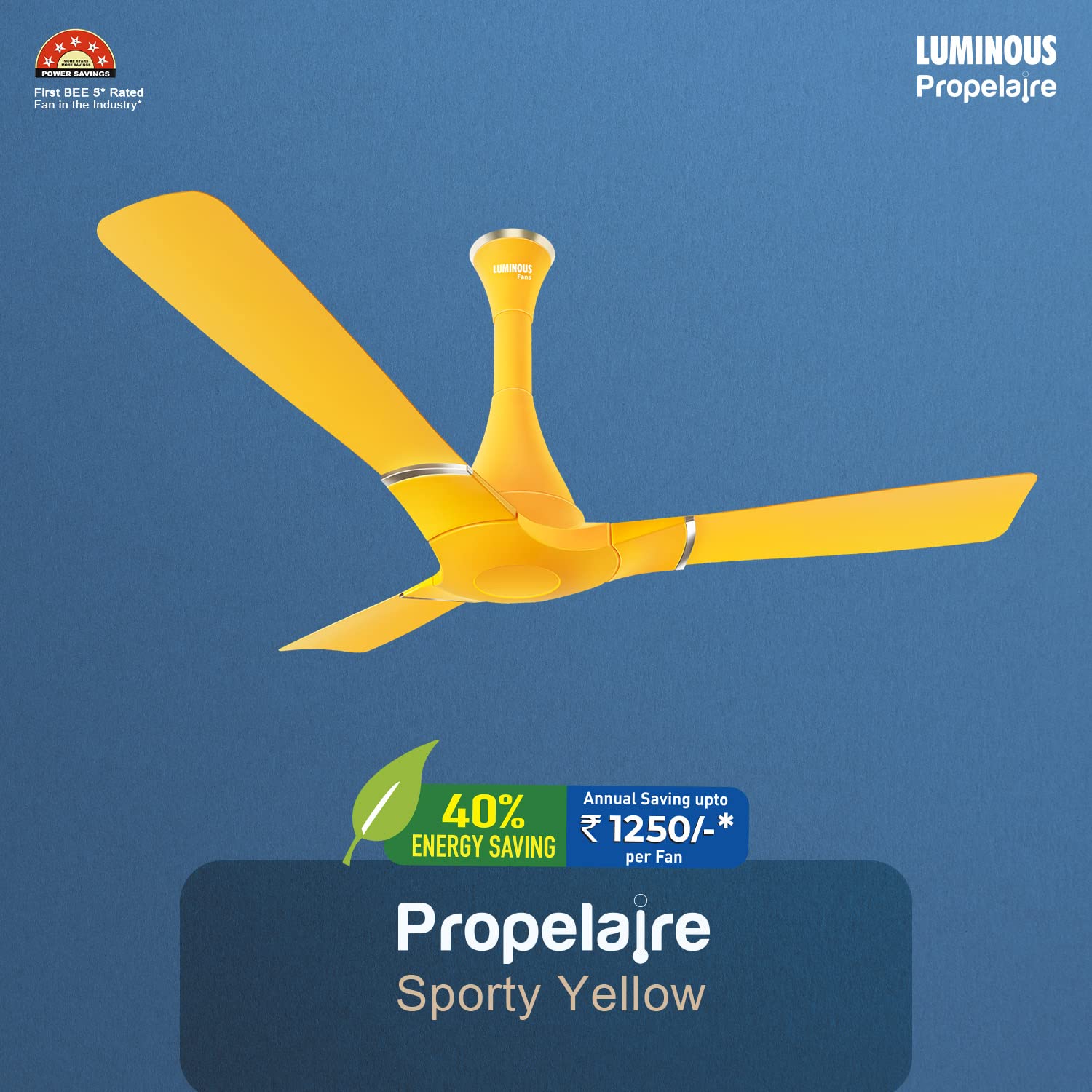 Luminous Propelaire 48'' Premium Decorative Energy Saving   Ceiling fan (Sporty Yellow)