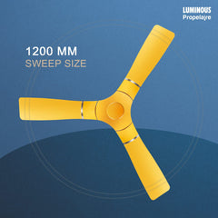 Luminous Propelaire 48'' Premium Decorative Energy Saving   Ceiling fan (Sporty Yellow)