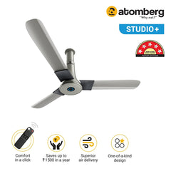 Atomberg Studio+ 48" 35W BLDC motor Energy Saving Anti-Dust Speed Indicator Light Ceiling Fan with Remote Control  (Sand Grey )  AT-124