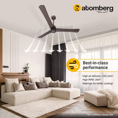 Atomberg Renesa + 56" 35Watt BLDC motor Energy Saving Anti-Dust Speed Indicator Light Ceiling Fan with Remote Control  ( Earth Brown )  AT-107