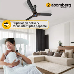 Atomberg Studio+ 48" 35 Watt BLDC motor Energy Saving Anti-Dust Speed Indicator Light  Ceiling Fan with Remote Control ( Brown) AT-104