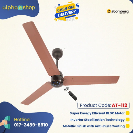 Atomberg Renesa 56" 35W BLDC motor Energy Saving Anti-Dust Speed Indicator Light Ceiling Fan with Remote Control  (Matt Brown ) AT-112