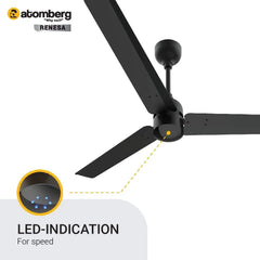 Atomberg Renesa 48" 35W BLDC motor Energy Saving Anti-Dust Speed Indicator Light Ceiling Fan with Remote Control  ( Black ) AT-118