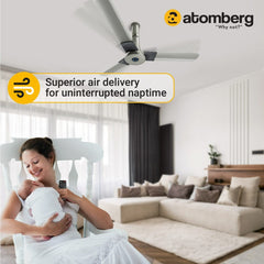 Atomberg Studio+ 48" 35W BLDC motor Energy Saving Anti-Dust Speed Indicator Light Ceiling Fan with Remote Control  (Sand Grey )  AT-124