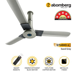 Atomberg Studio+ 48" 35W BLDC motor Energy Saving Anti-Dust Speed Indicator Light Ceiling Fan with Remote Control  (Sand Grey )  AT-124