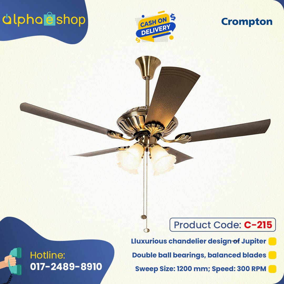 Crompton Jupiter 48" Decorative Ceiling Fan with Lights (Brass) C-214