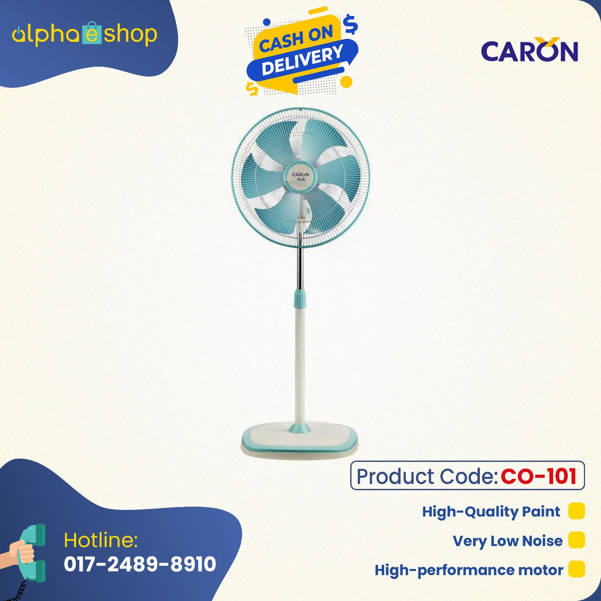 Caron Stand 18'' (White Sky Blue) CO-101 - Ceiling Fan - Best Ceiling Fan Price in Bangladesh  | Alphaeshop.store