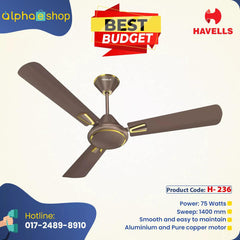 Havells Crew Deco 56” (Beige Brown Gold ) H-236