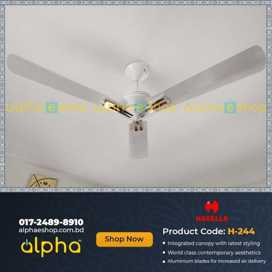 Havells SAGITTAL 53'' (Pearl White Chrome) H-245 - Ceiling Fan - Best Ceiling Fan Price in Bangladesh  | Alphaeshop.store