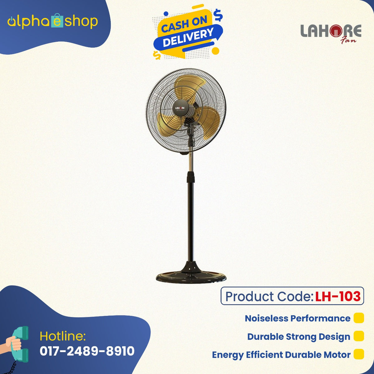 Lahore 18'' Pedestal Fan (Black Gold) LH-103