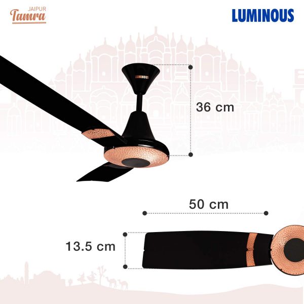 Luminous Jaipur Tamra 48 Designer Energy Saving Ceiling Fan (Abu Black) L-228